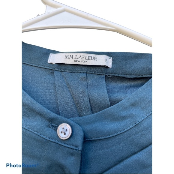 MM. LAFLEUR The Sontag Top - Teal  Green Stretch Silk top size small - Picture 3 of 11